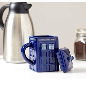 Dr who tardis blue square ceramic coffee mug 17ounces